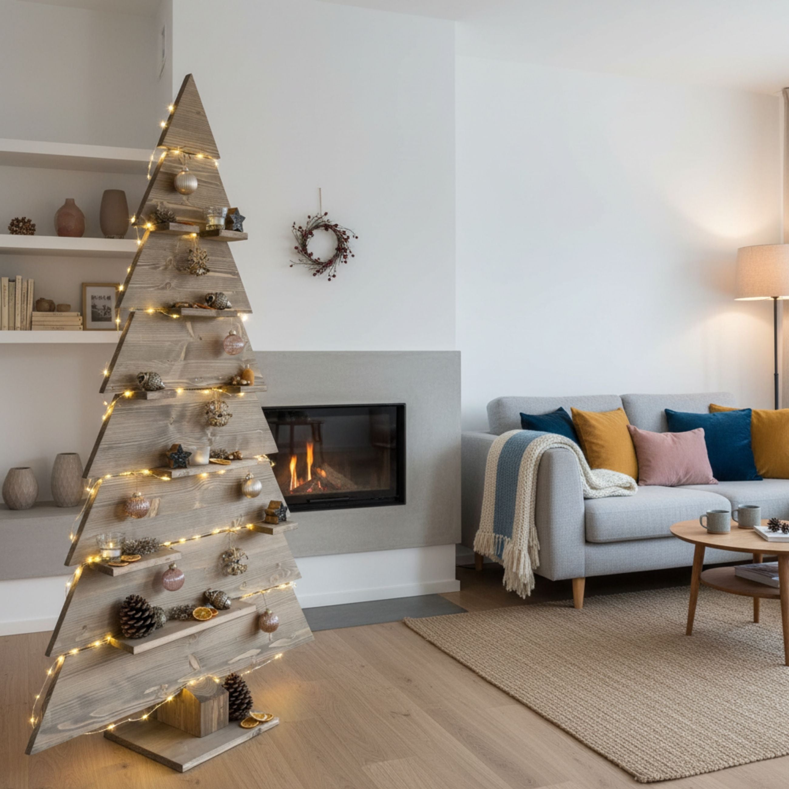 Holzweihnachtsbaum 175 cm grau – stilvoller Weihnachtsbaum ohne Nadeln und Gießen