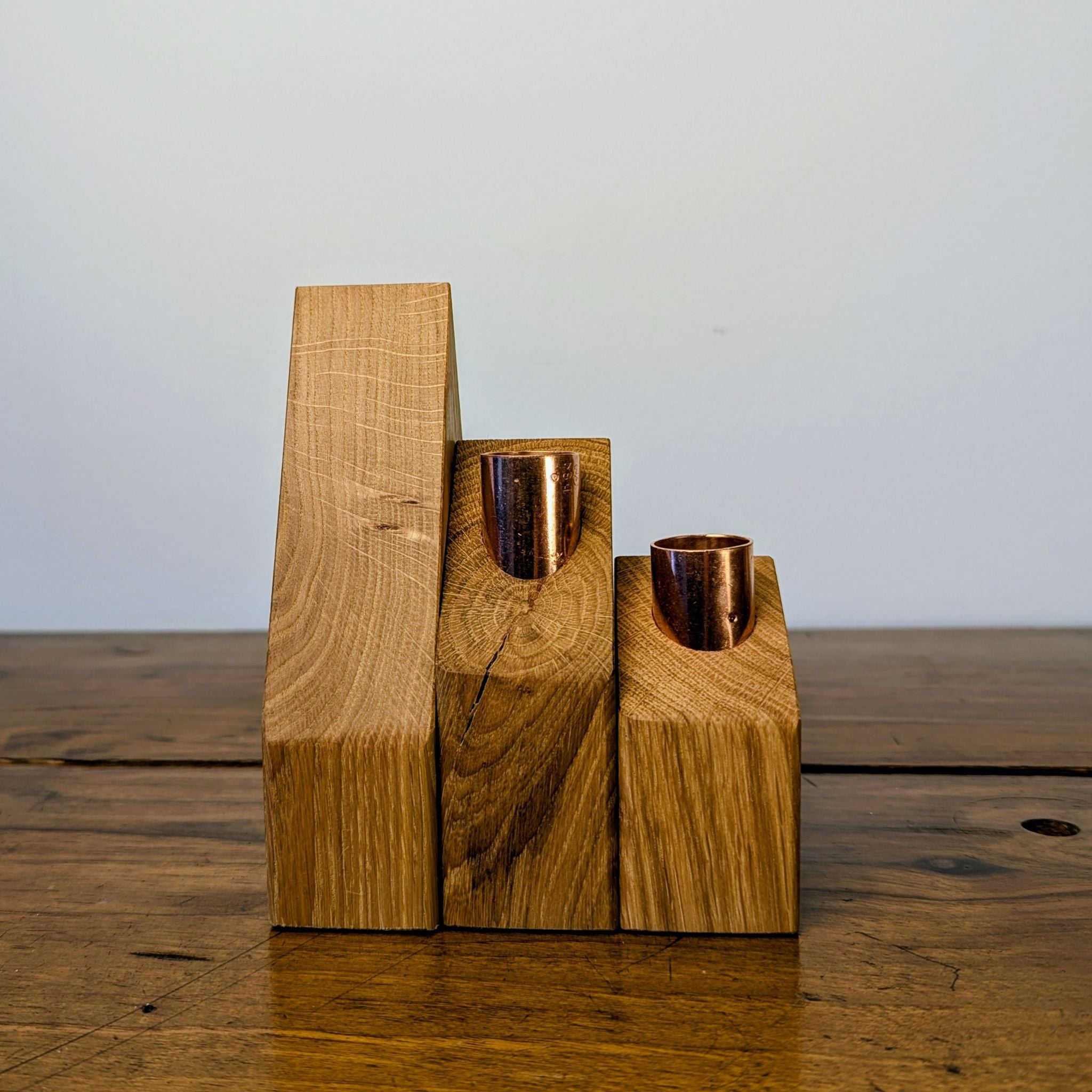 Deko-Holzhäuser aus Eiche mit Kerze oder Glasvase - Baumkrone