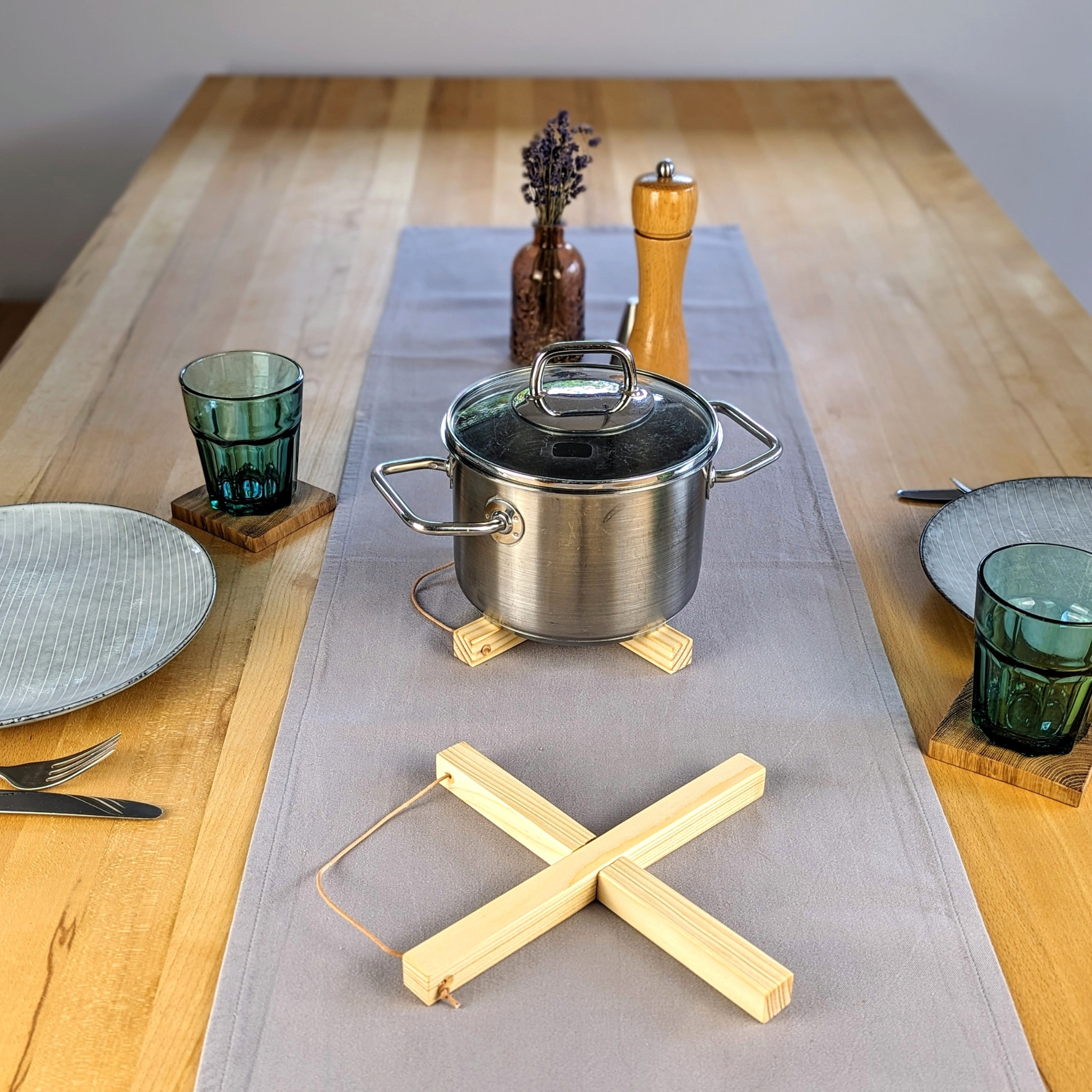 Topf-Untersetzer aus Holz - Baumkrone