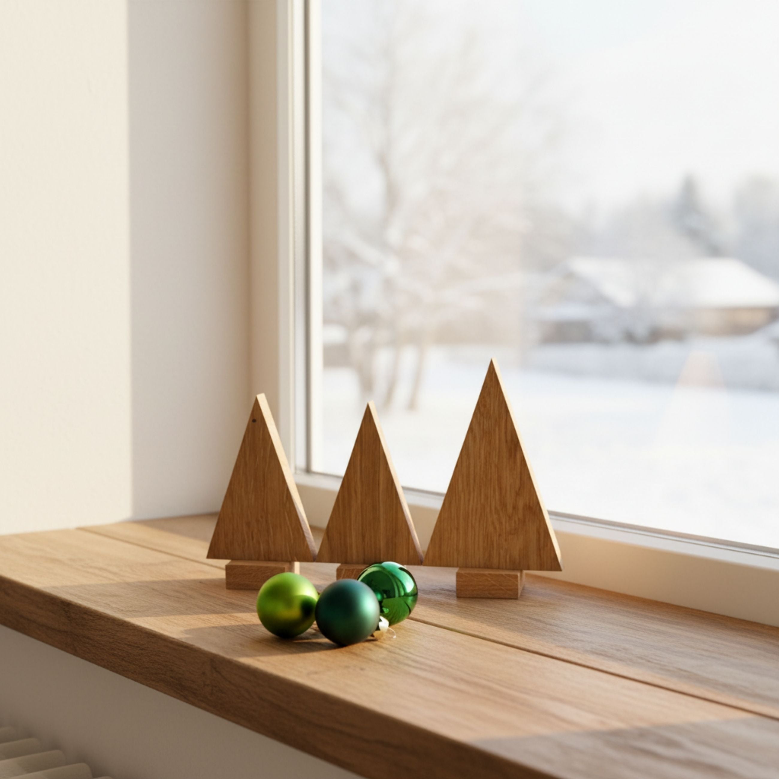 Deko-Holzhäuser aus Eiche (3er-Set)