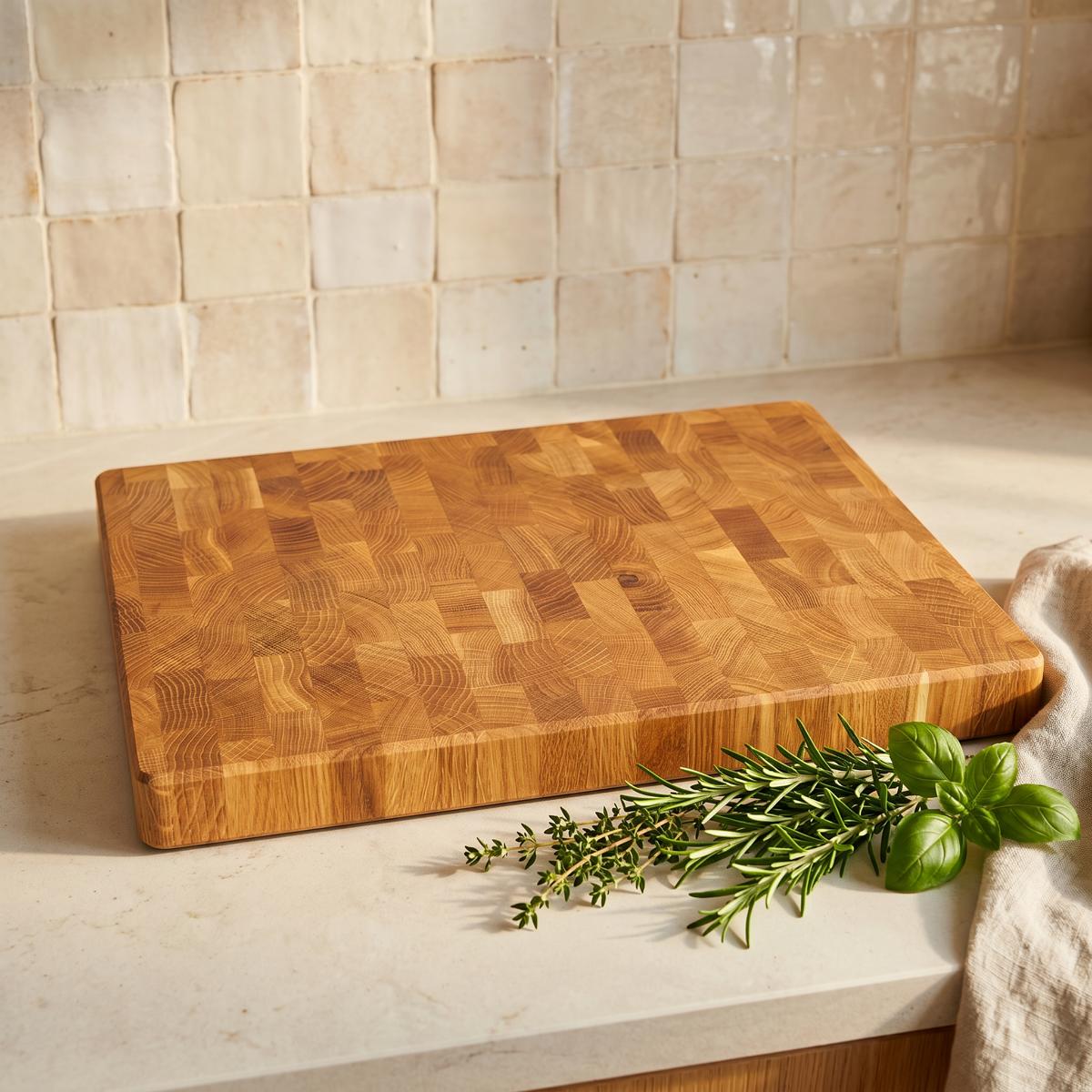 Premium Schneidebrett aus Eichenstirnholz (auch mit Saftrinne)