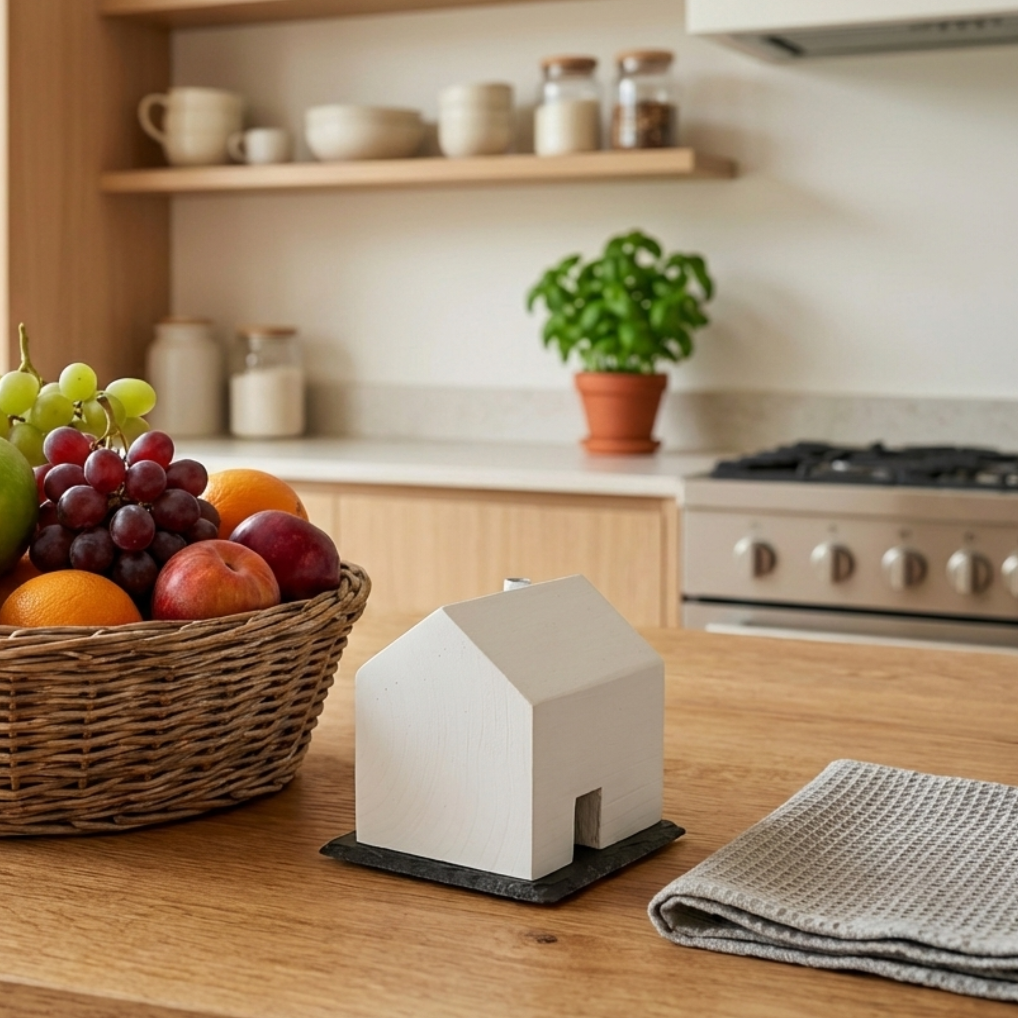 Das Summhäuschen - Design-Holzhaus gegen Fruchtfliegen (inkl. Glas und Schieferplatte)