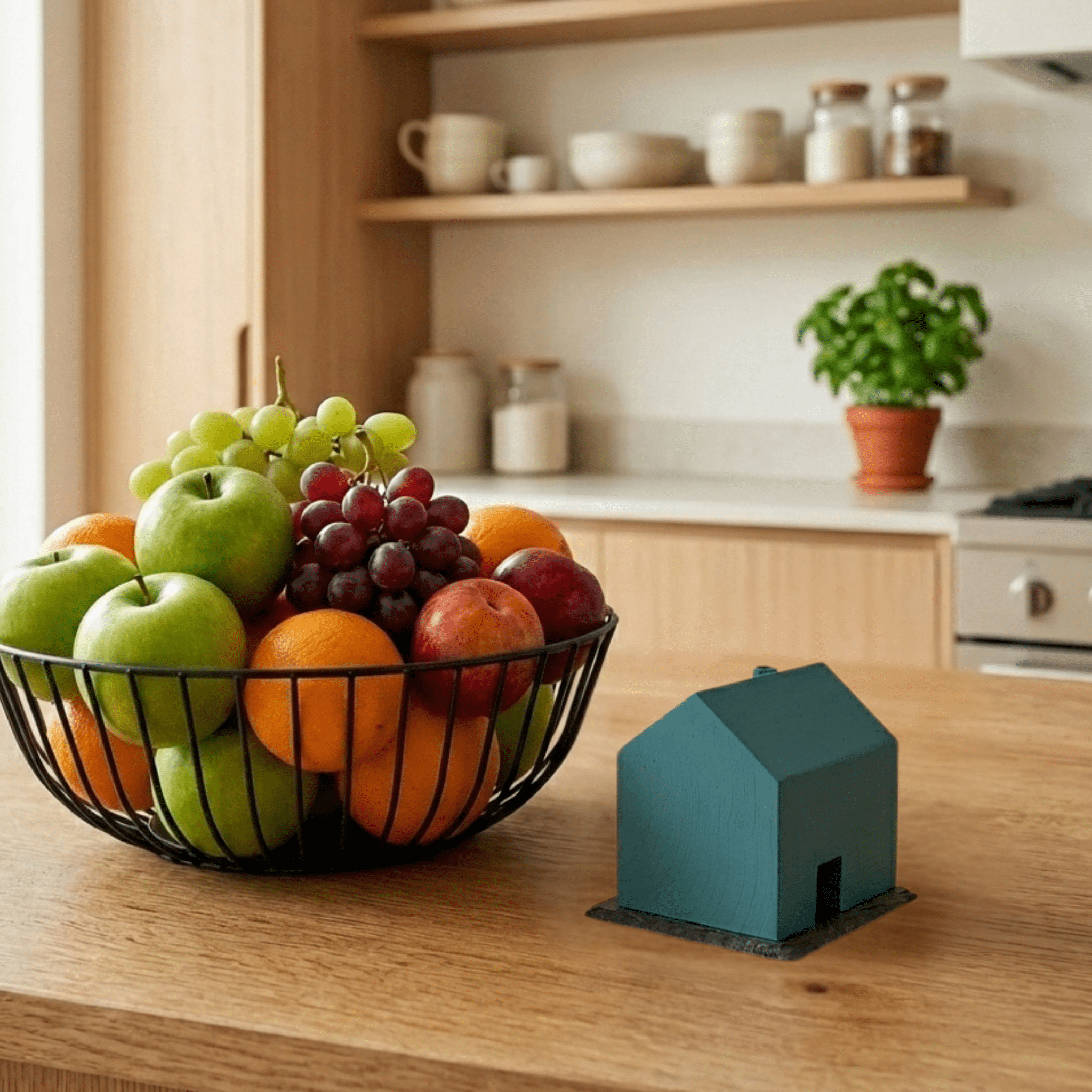 Das Summhäuschen - Design - Holzhaus gegen Fruchtfliegen (inkl. Glas und Schieferplatte) - Baumkrone