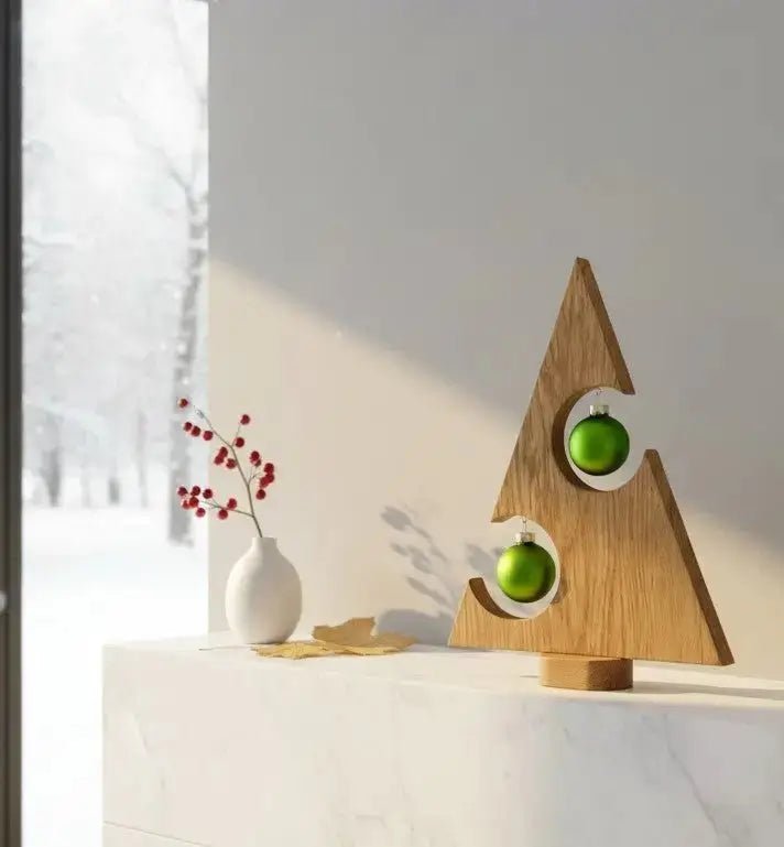 Deko-Weihnachtsbaum aus Eiche - für 2 oder 3 Kugeln - Baumkrone