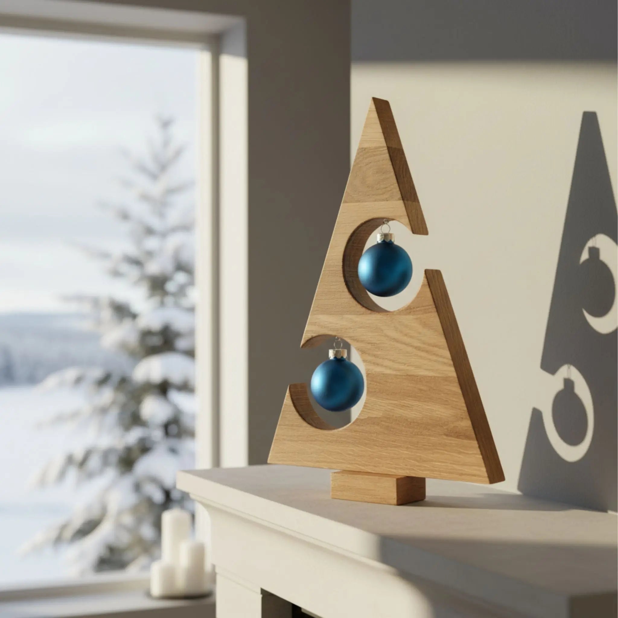 Deko-Weihnachtsbaum aus Eiche - für 2 oder 3 Kugeln - Baumkrone