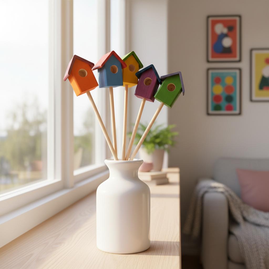 Frühblüher - Strauß aus Holz – 5er Set | Handgefertigte Deko für Haus & Garten - Baumkrone