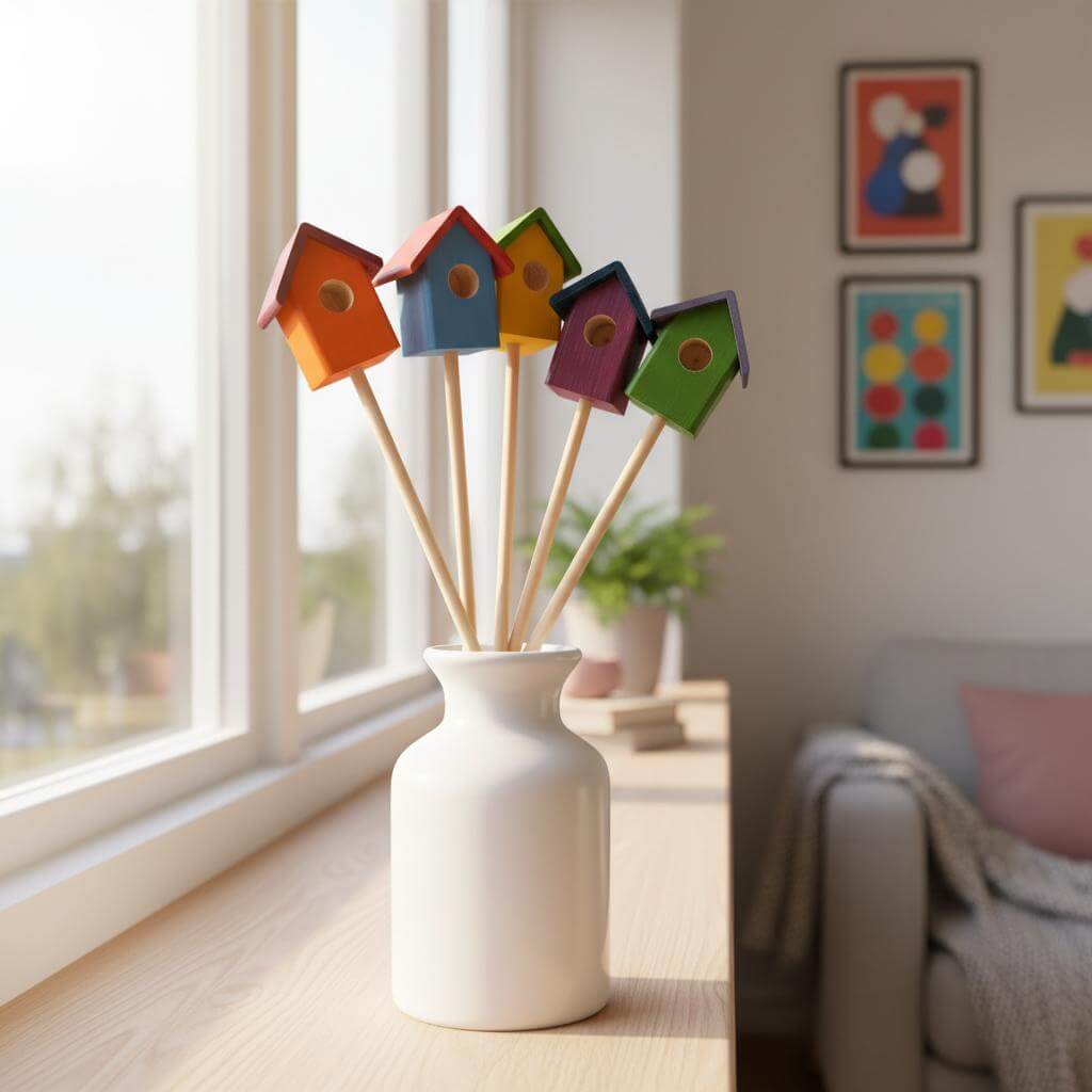 Frühblüher - Strauß aus Holz – 5er Set | Handgefertigte Deko für Haus & Garten - Baumkrone