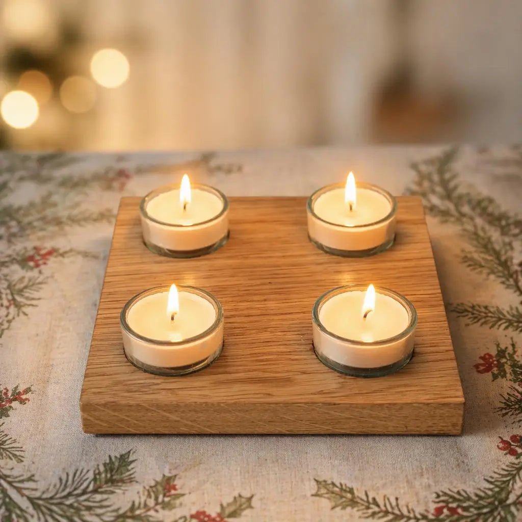 Stilvoller Kerzenhalter aus Eichenholz für die gemütliche Adventszeit - Baumkrone