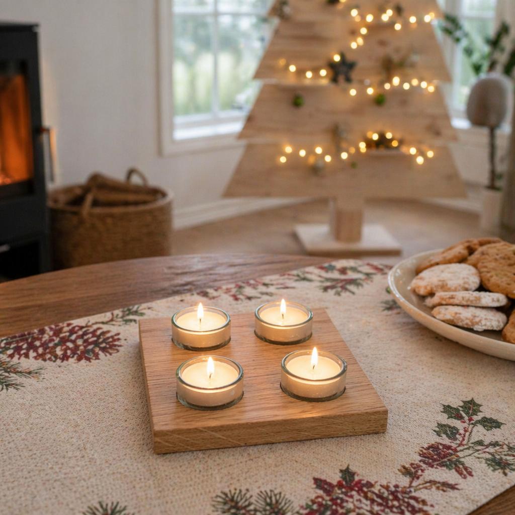Stilvoller Kerzenhalter aus Eichenholz für die gemütliche Adventszeit - Baumkrone