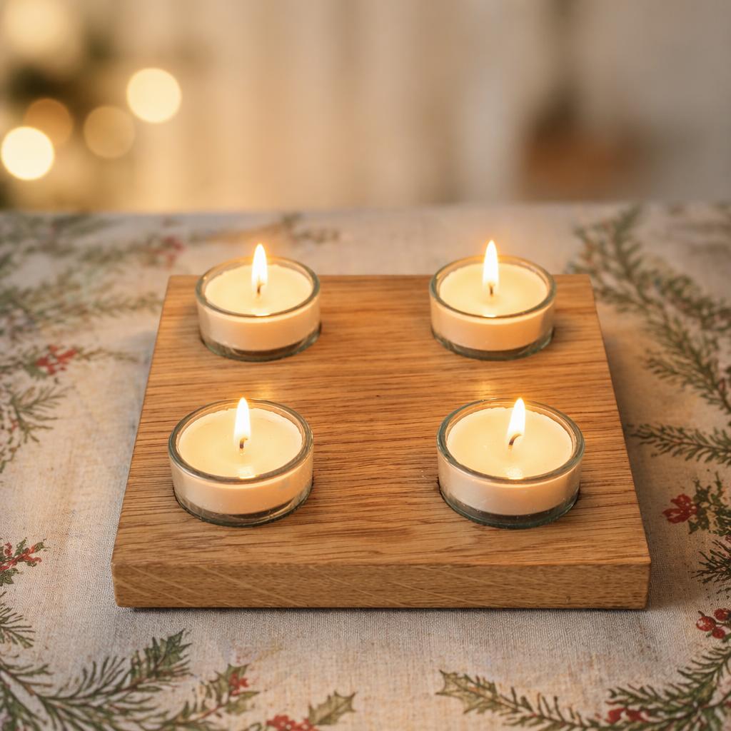 Stilvoller Kerzenhalter aus Eichenholz für die gemütliche Adventszeit - Baumkrone