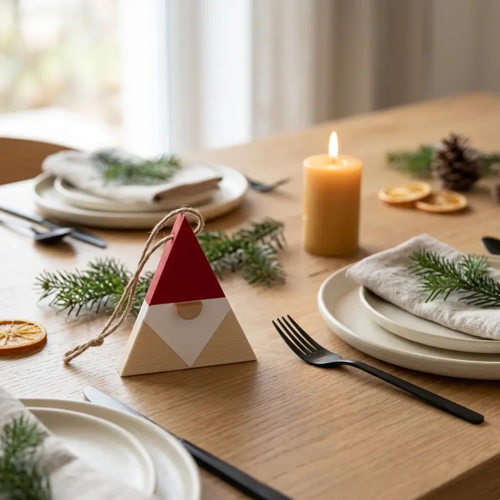 Weihnachtswichtel aus Holz – handgefertigter Anhänger für Baum, Fenster und Haustür - Baumkrone