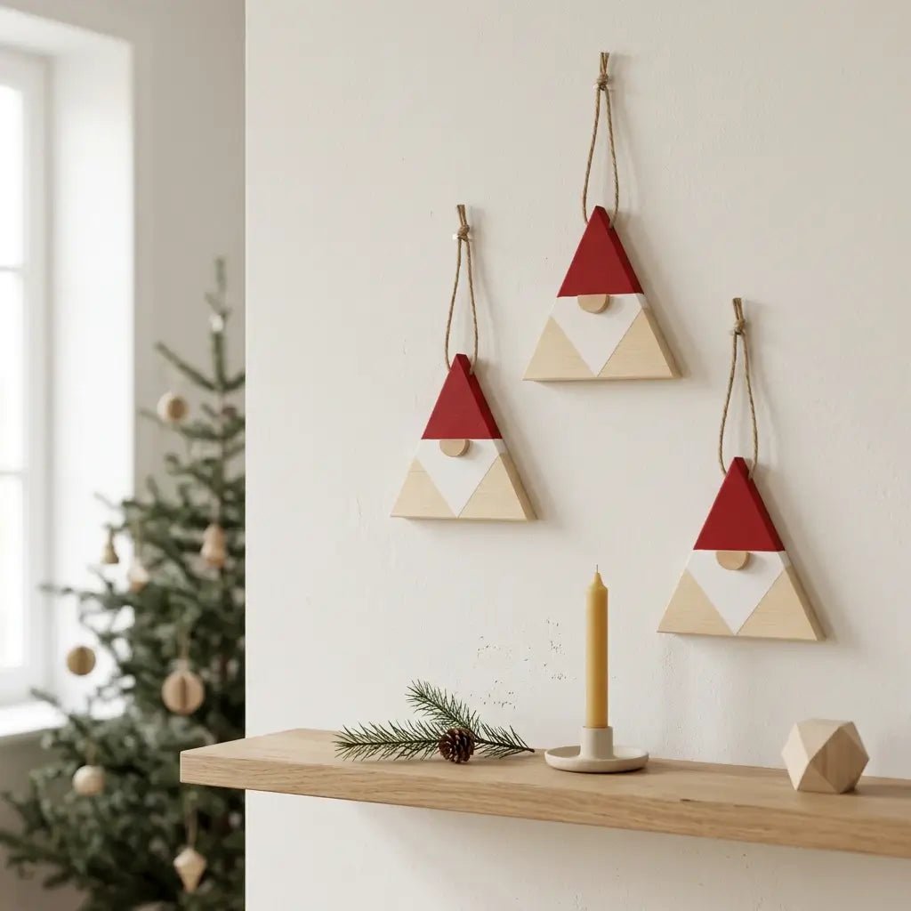 Weihnachtswichtel aus Holz – handgefertigter Anhänger für Baum, Fenster und Haustür - Baumkrone