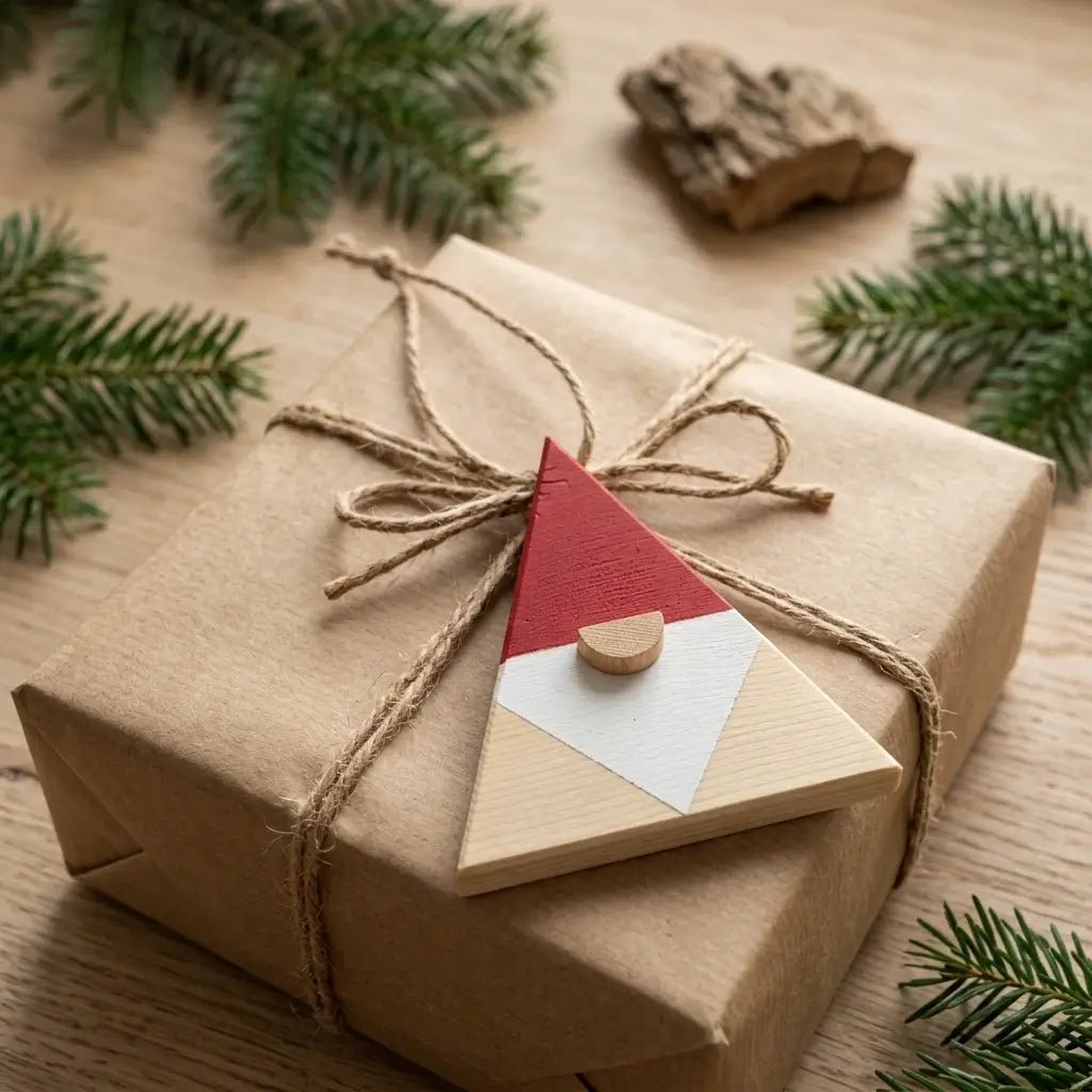 Weihnachtswichtel aus Holz – handgefertigter Anhänger für Baum, Fenster und Haustür - Baumkrone
