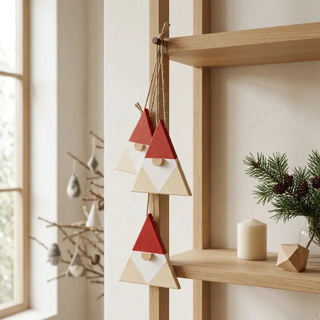 Weihnachtswichtel aus Holz – handgefertigter Anhänger für Baum, Fenster und Haustür - Baumkrone