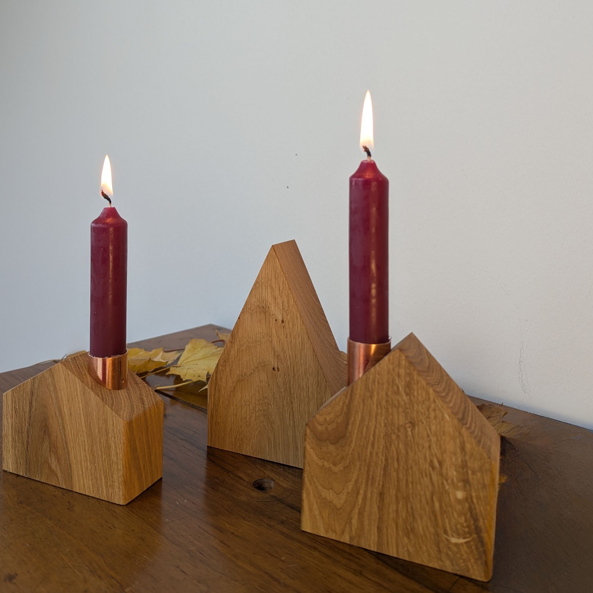 Deko-Holzhäuser aus Eiche mit Kerze oder Glasvase - Baumkrone