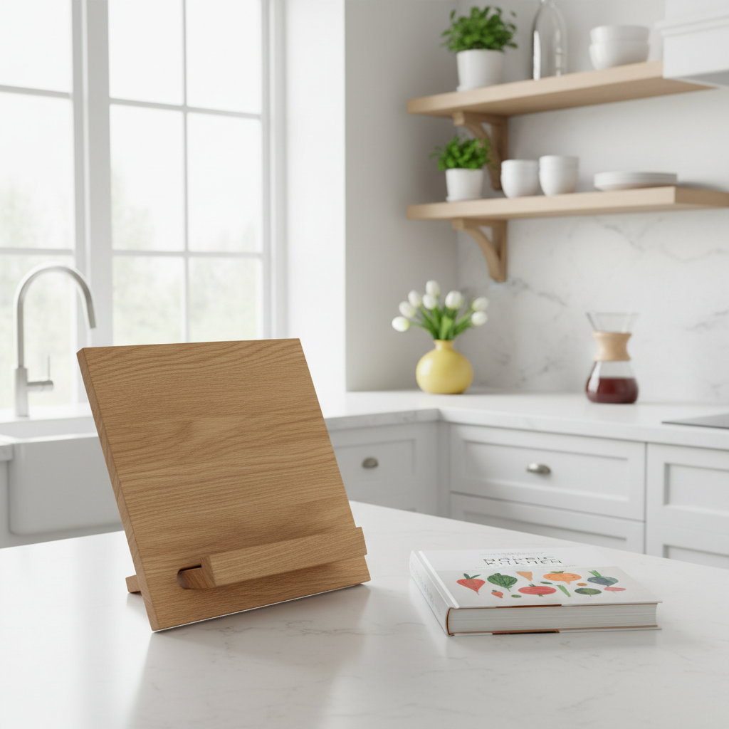 Flexibler Kochbuchständer aus massivem Eichenholz