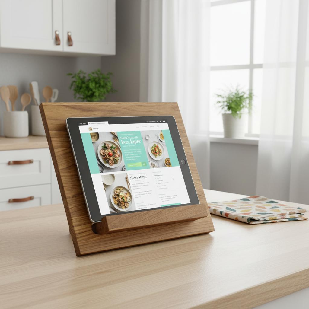 Flexibler Kochbuchständer aus massivem Eichenholz