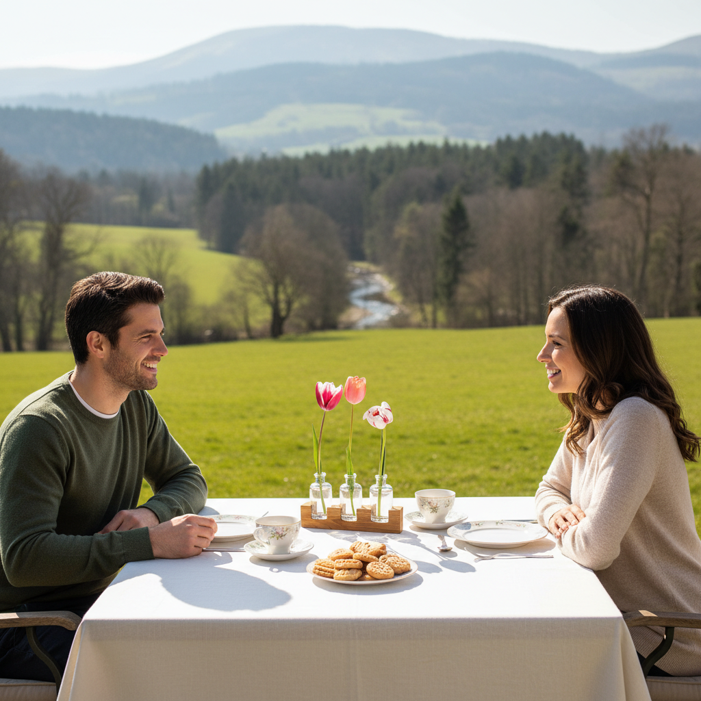 Tischvase: Eichenholzständer mit Apothekerfläschchen