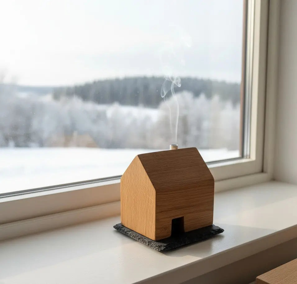 Hochwertiges Räucherhaus aus Eichenholz auf Schieferplatte