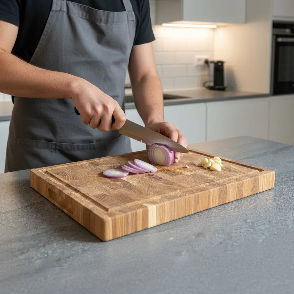 Premium Schneidebrett aus Eichenstirnholz (auch mit Saftrinne)