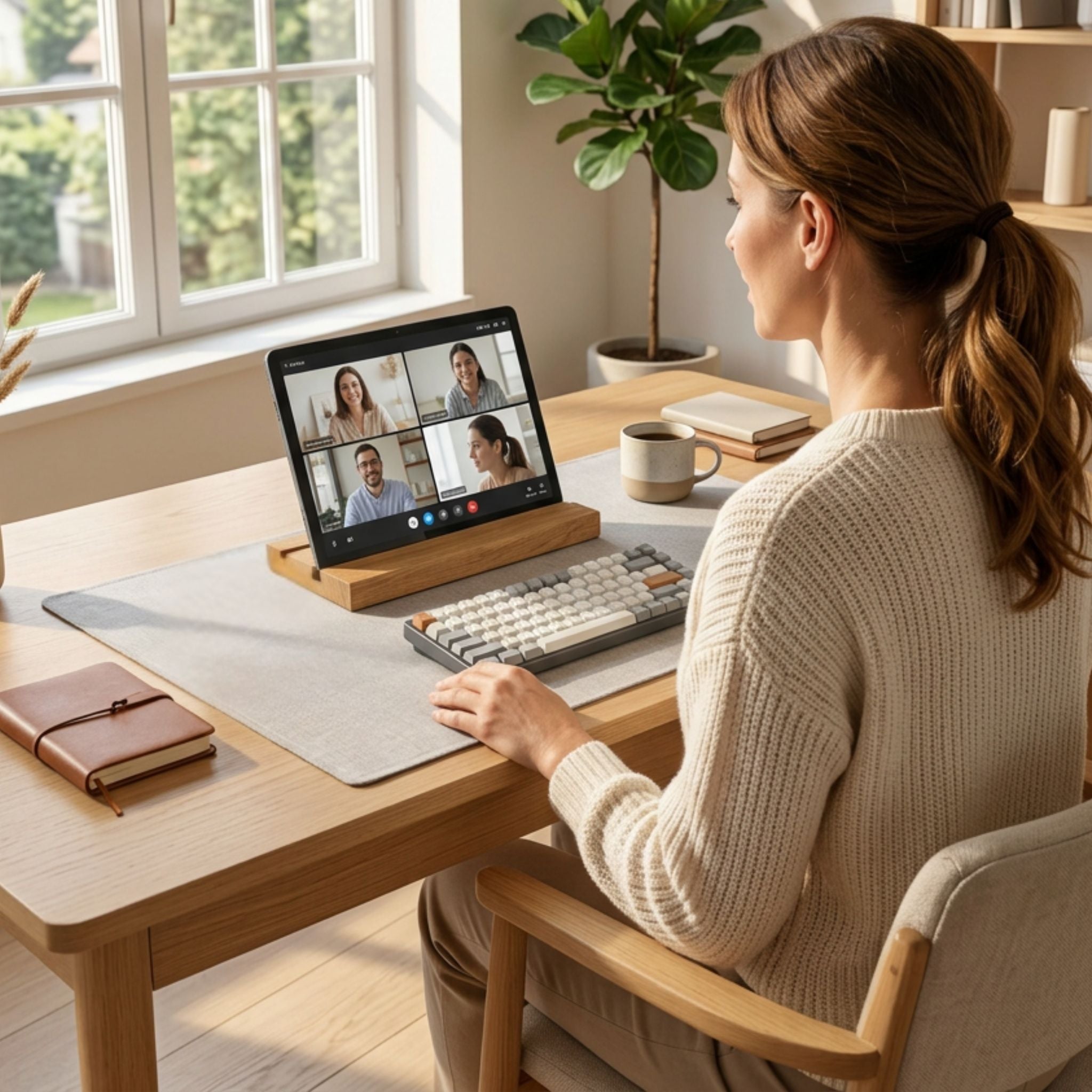 Eichenholz Tablet-Ständer mit Stift-Halterung – Wackelfrei & Ergonomisch