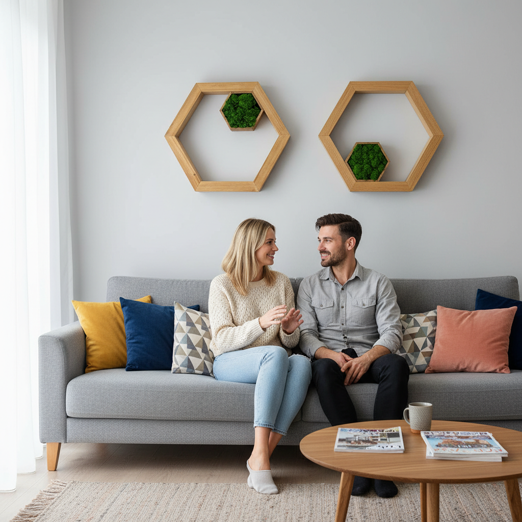 RUHE Moosbild – Handgefertigtes Wandobjekt aus Massivholz & Naturmoos