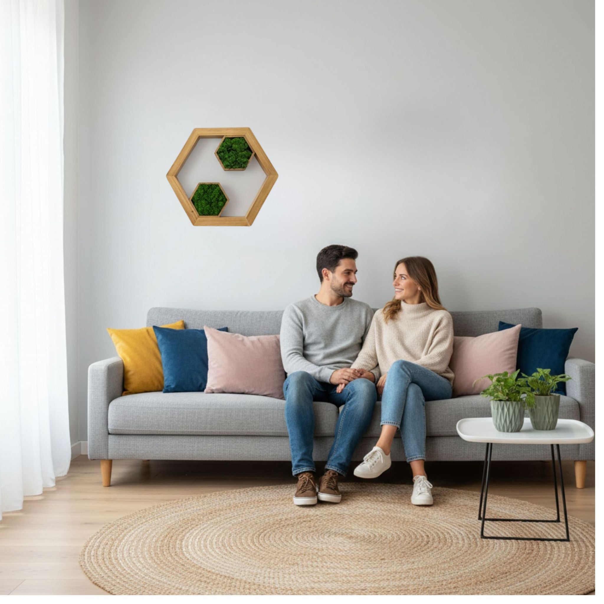 RUHE Moosbild – Handgefertigtes Wandobjekt aus Massivholz & Naturmoos