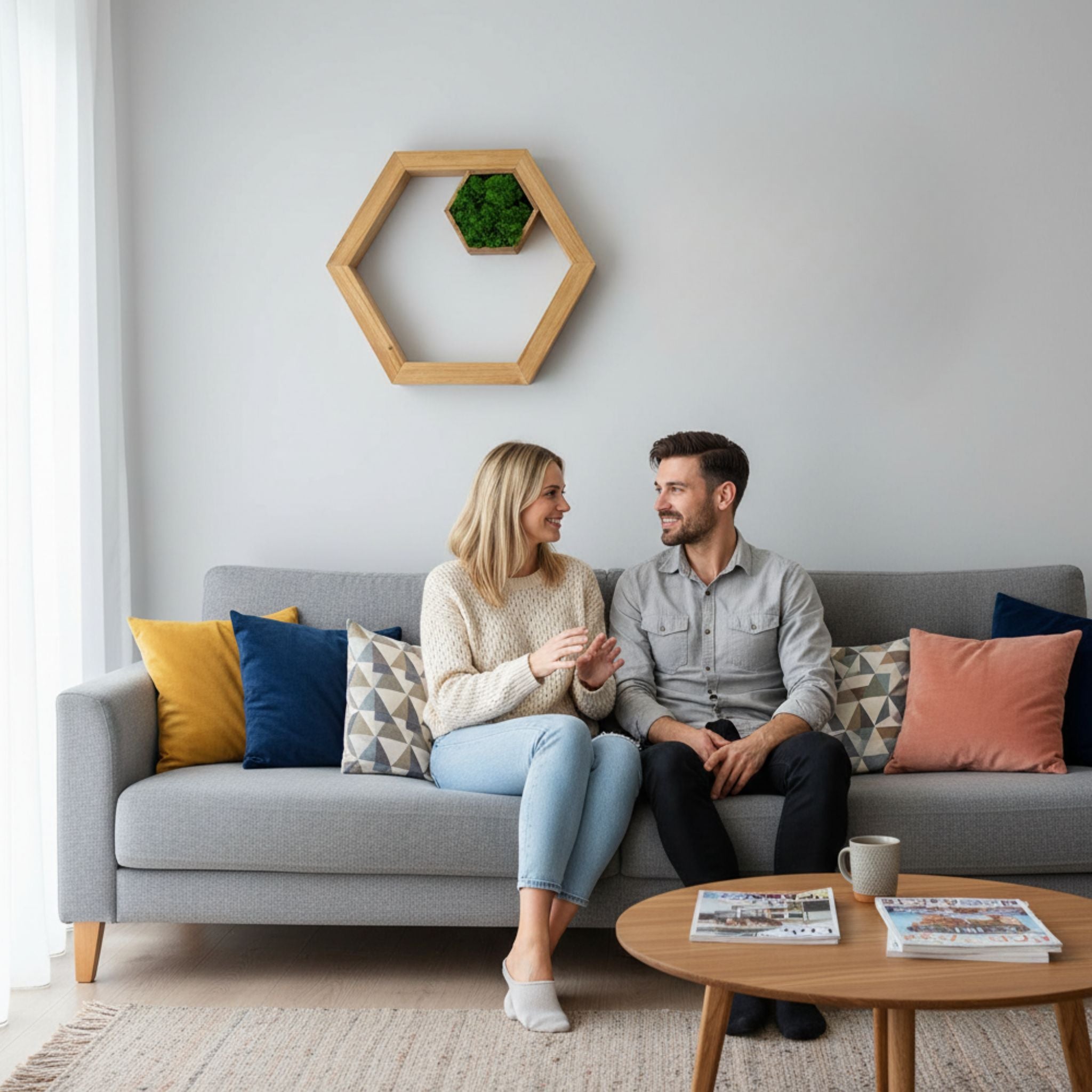 RUHE Moosbild – Handgefertigtes Wandobjekt aus Massivholz & Naturmoos