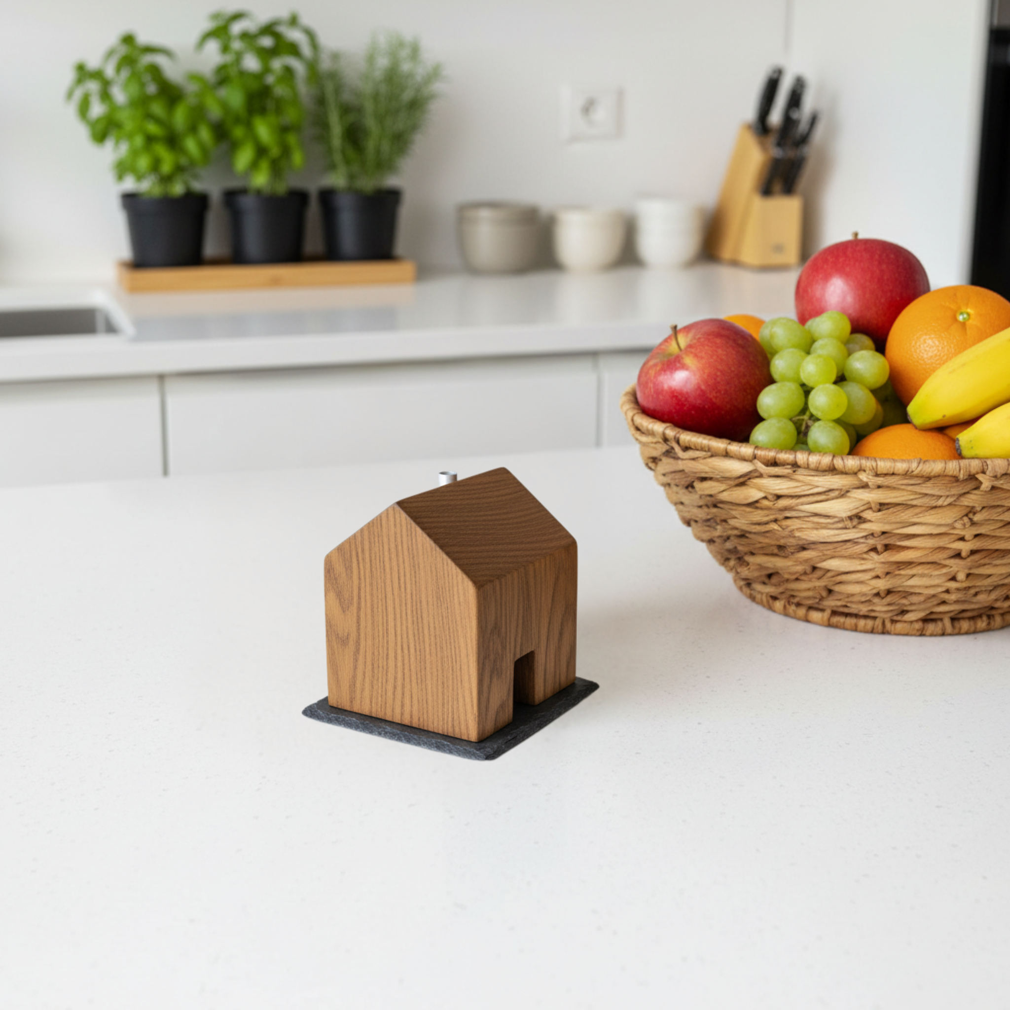 Das Summhäuschen - Design-Holzhaus gegen Fruchtfliegen (inkl. Glas und Schieferplatte)