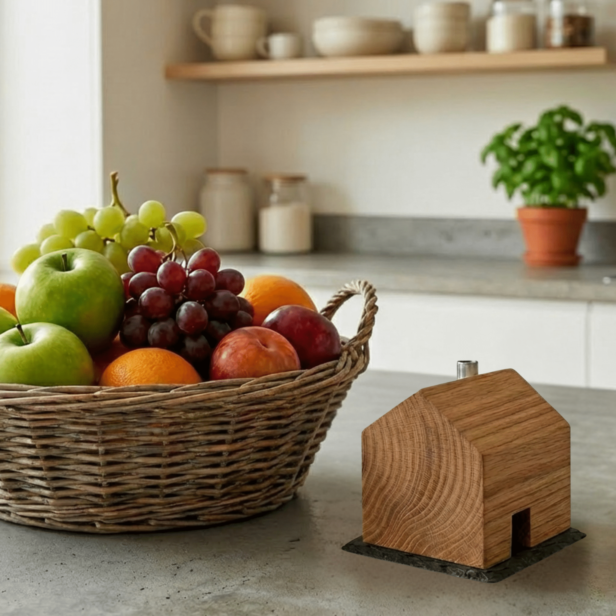 Das Summhäuschen - Design - Holzhaus gegen Fruchtfliegen (inkl. Glas und Schieferplatte) - Baumkrone