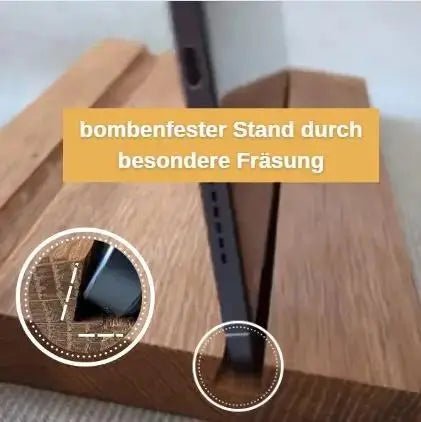 Eichenholz Tablet-Ständer mit Stift-Halterung – Wackelfrei & Ergonomisch - Baumkrone