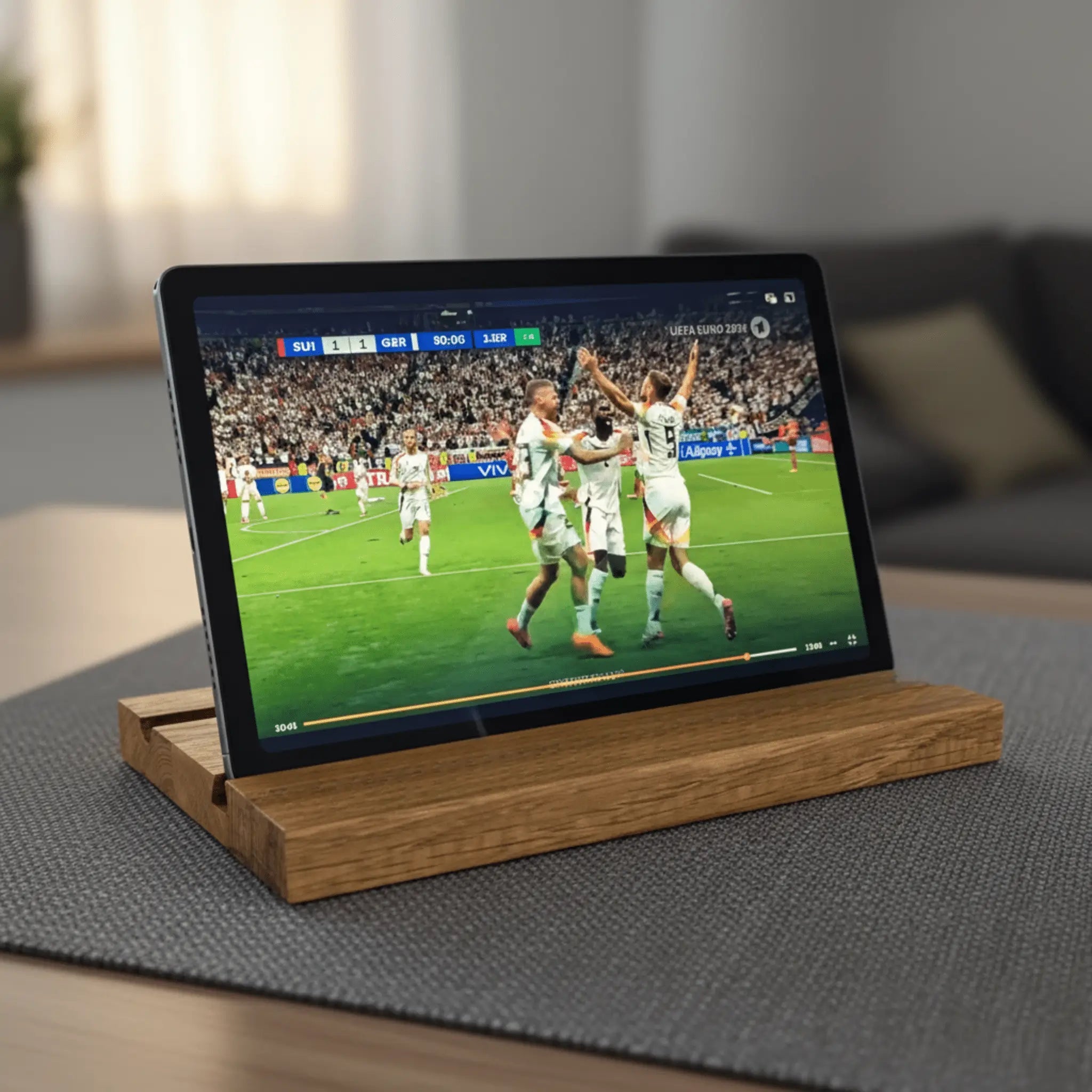 Eichenholz Tablet-Ständer mit Stift-Halterung – Wackelfrei & Ergonomisch - Baumkrone