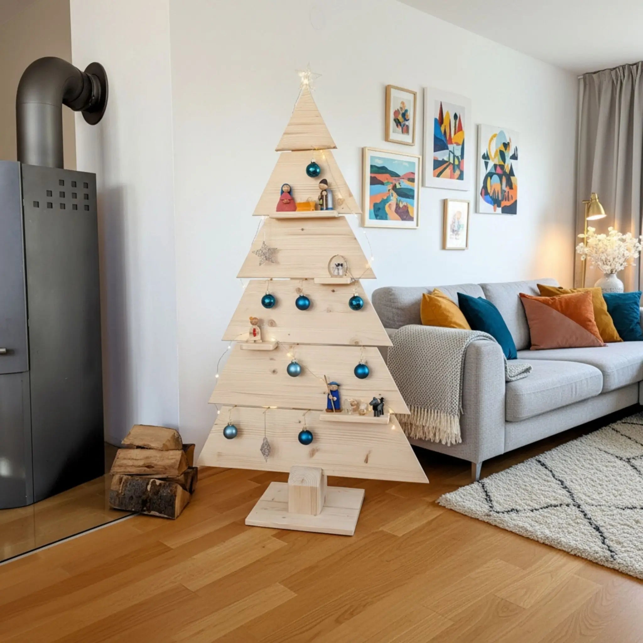 Nachhaltiger Holzweihnachtsbaum (Vorbesteller: Lieferung ab Sept. 2026) - Baumkrone