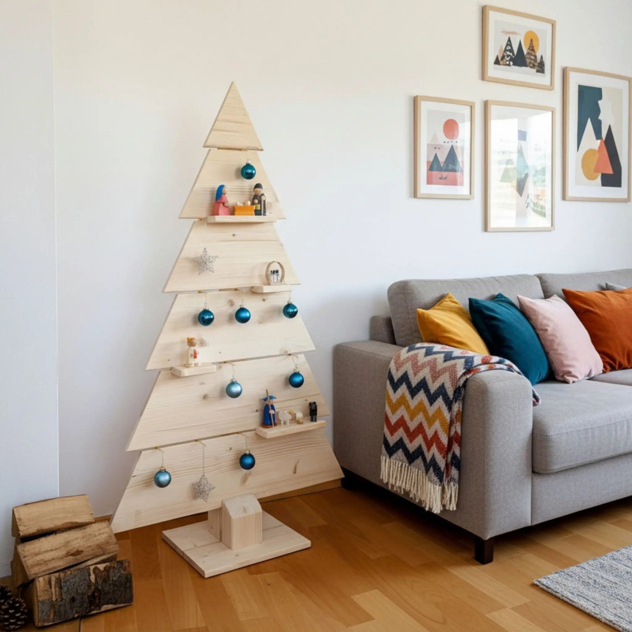 Nachhaltiger Holzweihnachtsbaum (Vorbesteller: Lieferung ab Sept. 2026) - Baumkrone