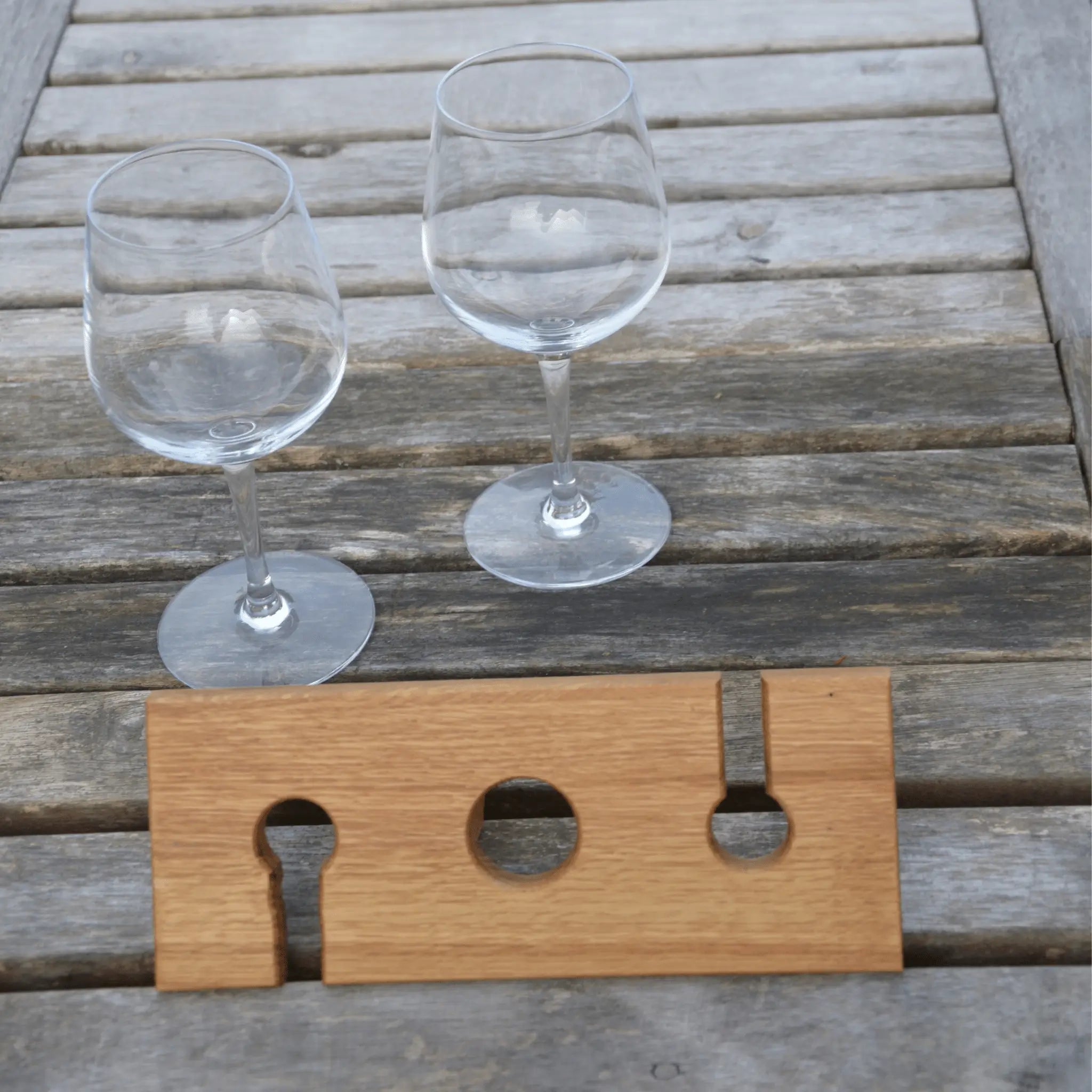 Praktischer Weinbutler/Gläserhalter aus Eichenholz - Baumkrone