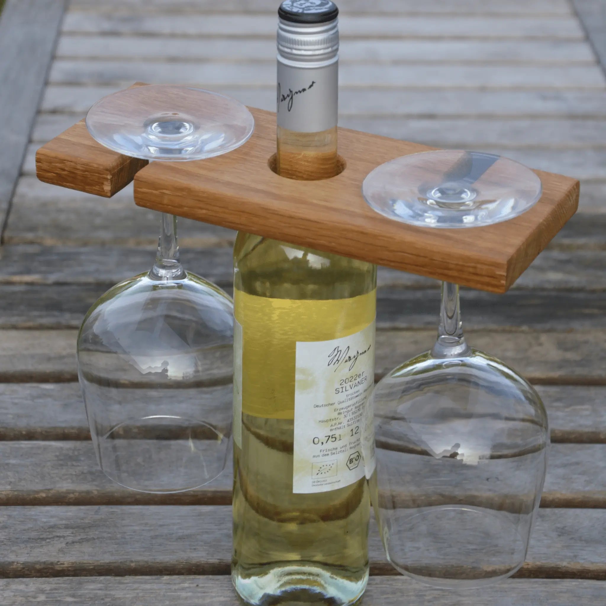 Praktischer Weinbutler/Gläserhalter aus Eichenholz - Baumkrone