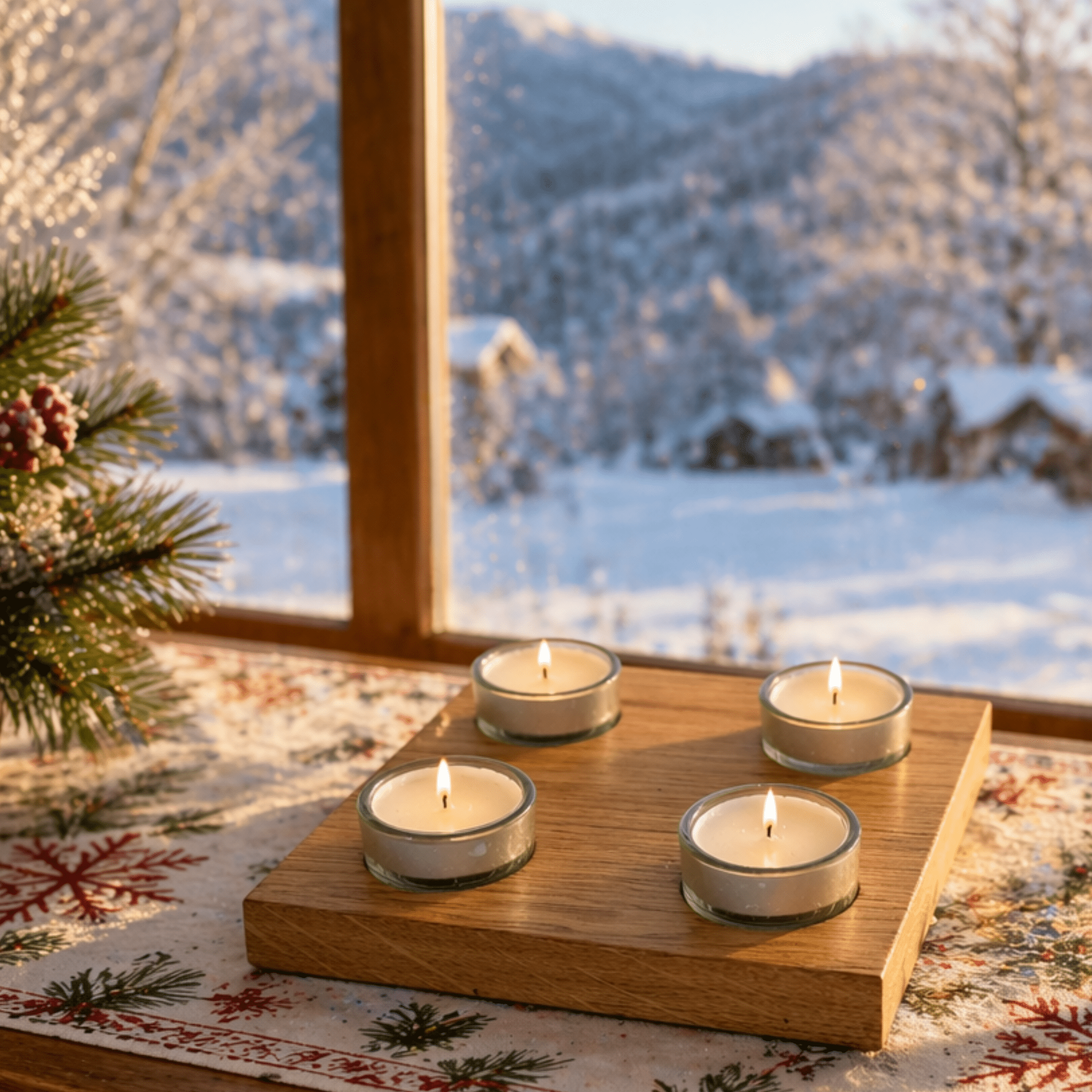 Stilvoller Kerzenhalter aus Eichenholz für die gemütliche Adventszeit - Baumkrone