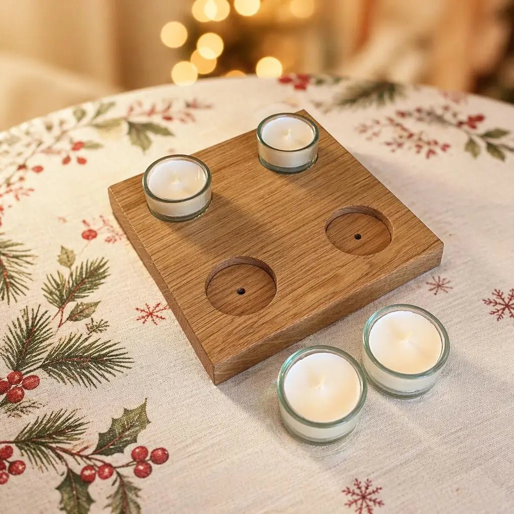 Stilvoller Kerzenhalter aus Eichenholz für die gemütliche Adventszeit - Baumkrone
