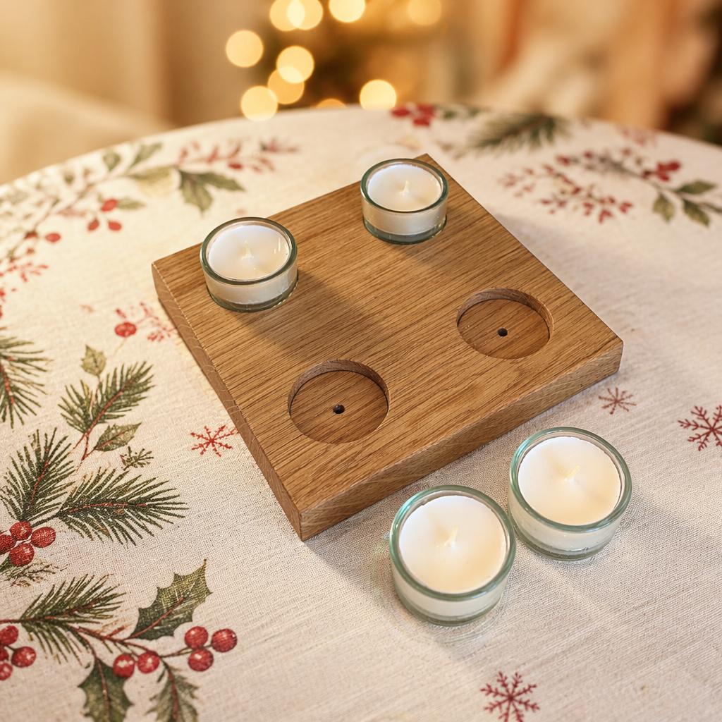 Stilvoller Kerzenhalter aus Eichenholz für die gemütliche Adventszeit - Baumkrone